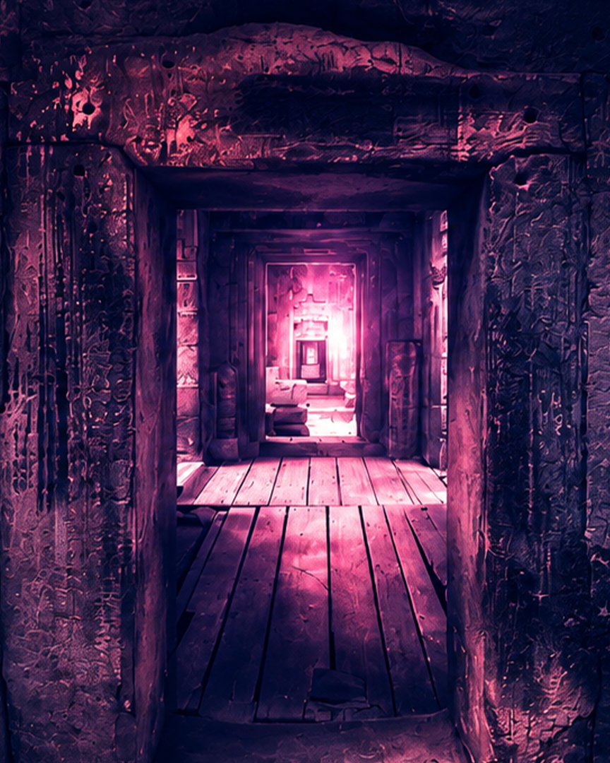 Purple-lit passageway, image from ERICZO's original Inception preview
