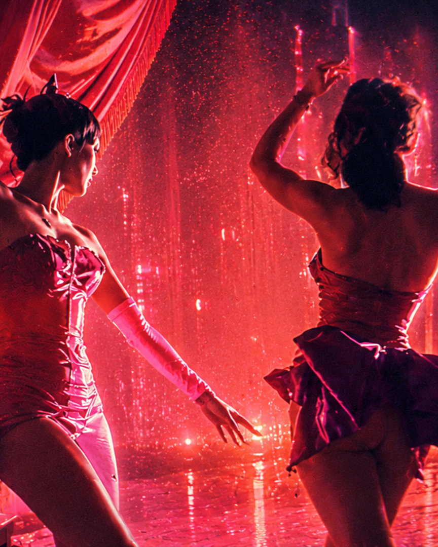 Red-lit dancing figures, image from ERICZO's original Riviera preview
